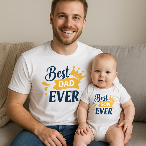 Komplet dla taty i syna "BEST DAD + BEST SON" koszulka + body Moocha