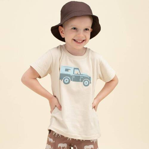 T-shirt z nadrukiem Safari Pinokio - beżowy auto