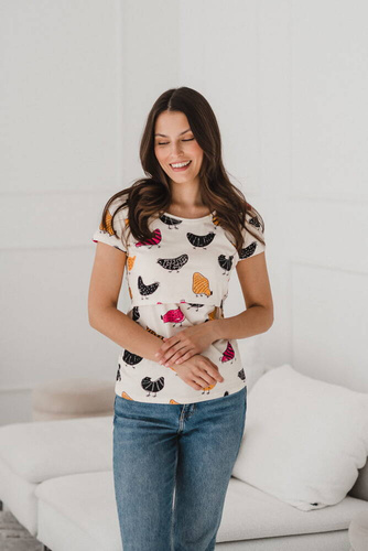 Bluzka do karmienia i ciążowa z krótkim rękawem Milk Shirt Milk&Love kurka domowa