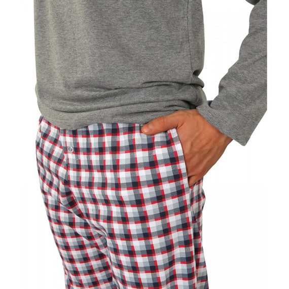 Bawełniana piżama męska z długim rękawem 04 Sesto Senso - bordowy