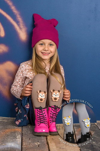 Rajstopy Dziewczęce Elkie 3D Knittex - latte