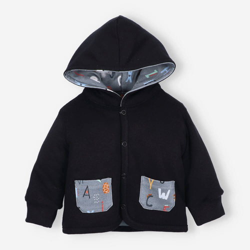 Kurtka niemowlęca  z bawełny organicznej Alfabet Nini czarny