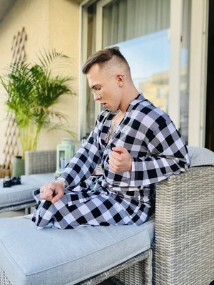 338 Krata Szlafrok męski/ damski De Lafense - czarny/biały