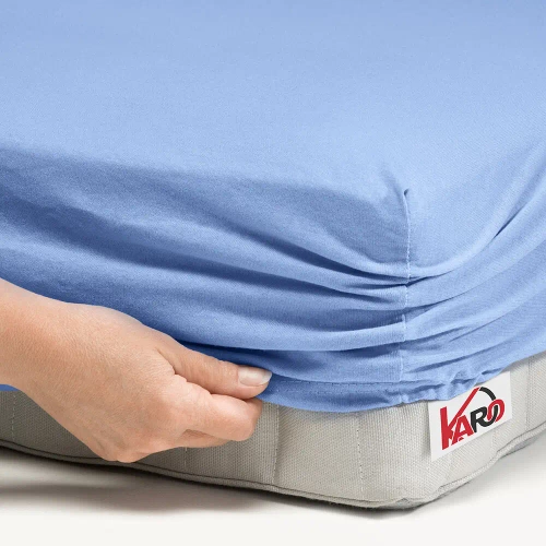 Prześcieradło Jersey z gumką KARO - błękit