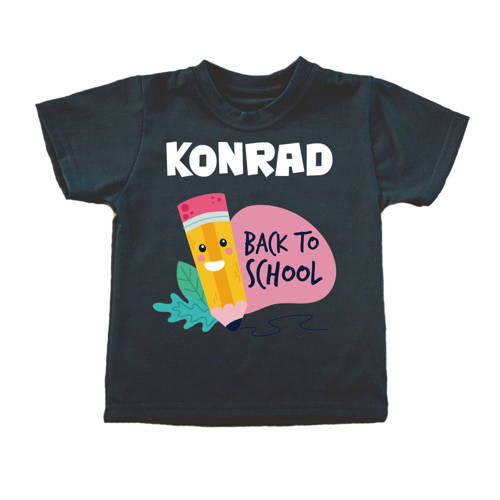 Koszulka dziecięca "BACK TO SCHOOL z imieniem"  Moocha czarny