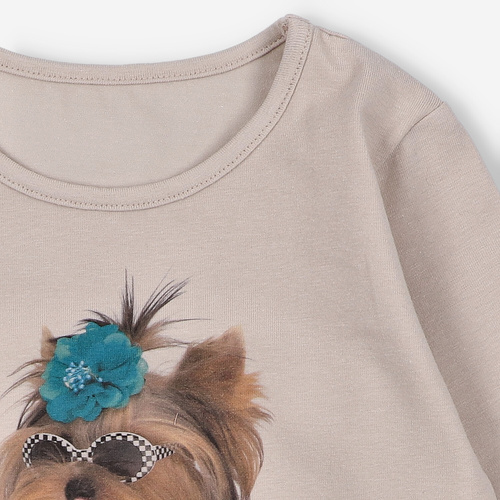 Lagarto Verde bluzka dla dziewczynki z długim rękawem beżowy– modna, bawełniana, trwała