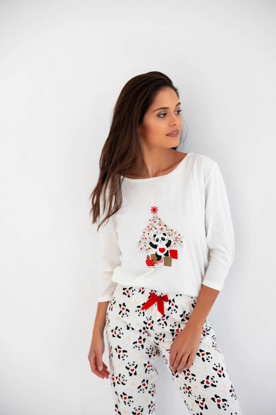 Piżama damska Panda 3/4 Sensis ecru