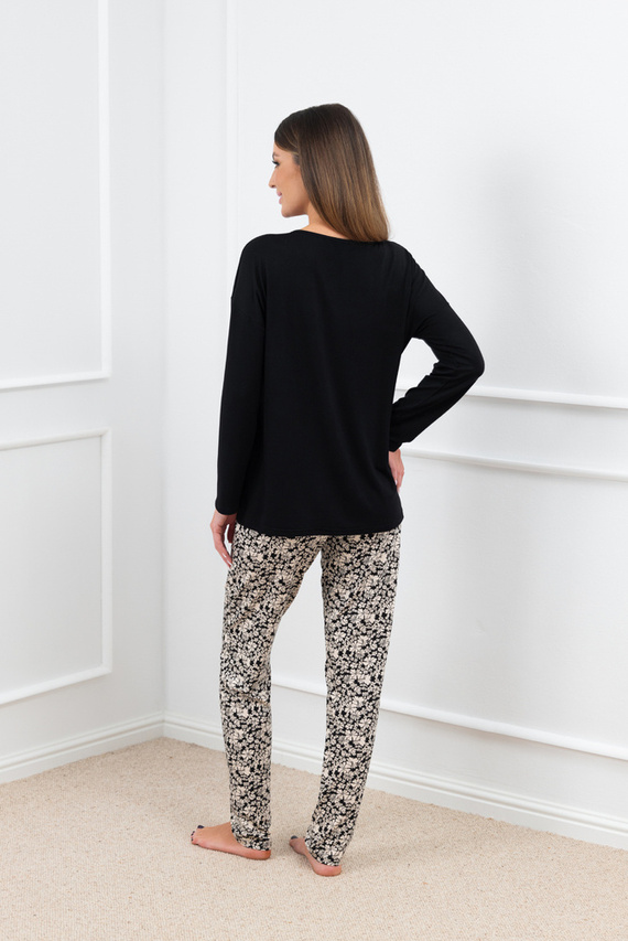 Piżama Damska długi rękaw, spodnie Birma Italian Fashion - czarny