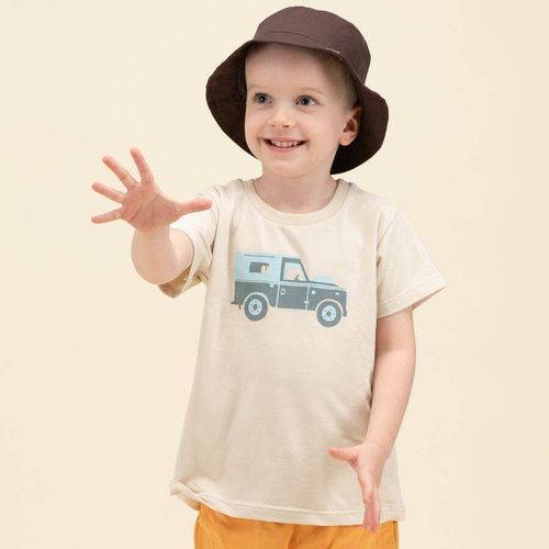 T-shirt z nadrukiem Safari Pinokio - beżowy auto 