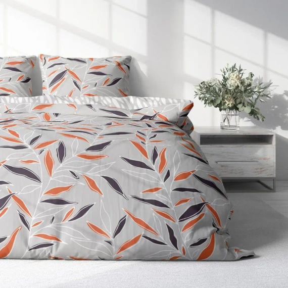 Pościel z mikrofibry Harmony 15 liście Faro szary
