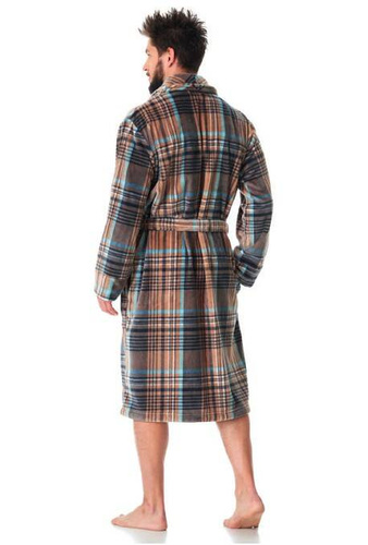 Szlafrok męski MGL 421 Key - brązowy-kratka