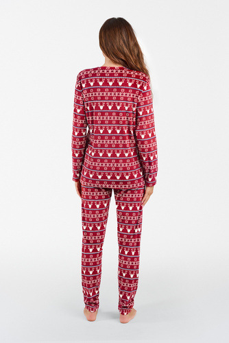 Polarowy Komplet Damski Islandia Italian Fashion - druk bordowy 