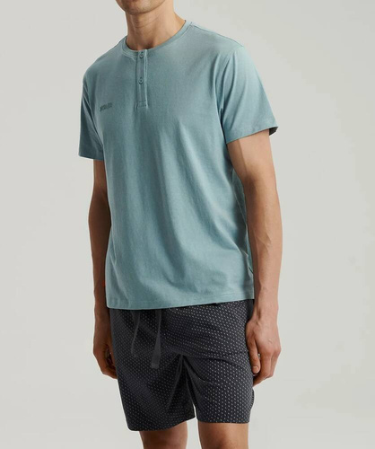 Piżama męska krótki rękaw,NMP-386  Atlantic- niebieski grafitowy