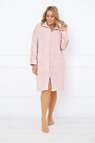 Szlafrok damski na zamek Arena Italian Fashion - pudrowy róż