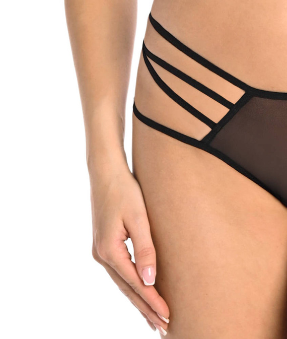 Figi damskie z paseczkami Kathy Teyli - czarny