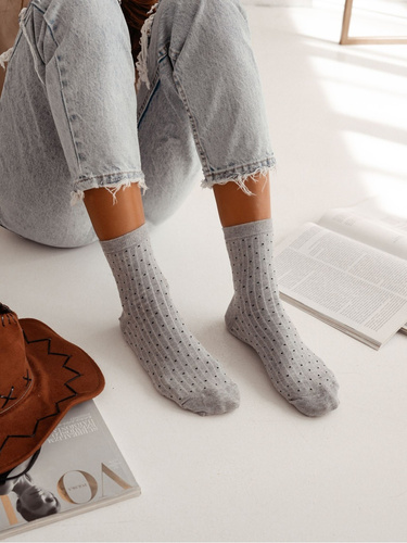 Skarpety Prążek Kropki 0200-170 – modne i wygodne - Jasny Melanż