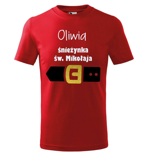 Koszulka dziecięca świąteczna "Śnieżynka św. Mikołaja" Moocha czerwony 