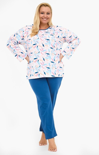 Amelia Cornette 392/451 – piżama damska bawełniana, kolorowe listki