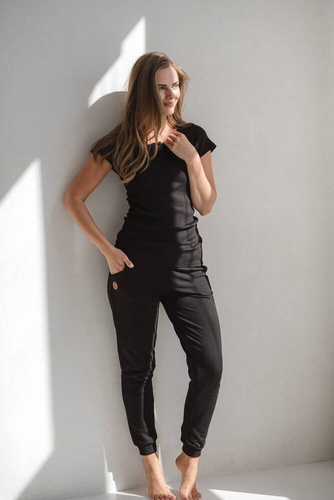 Bluzka ciążowa i do karmienia Tummy z krótkim rękawem Milk&Love czarny 