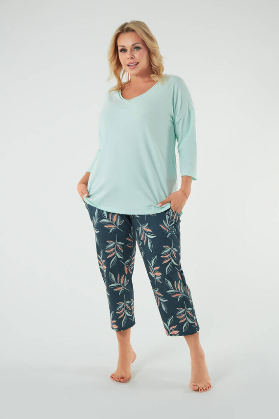 Piżama Damska 3/4 rękaw i 7/8 spodnie Julietta Italian Fashion - pistacjowy/druk