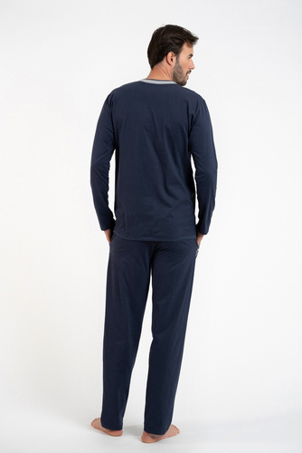 Piżama Męska długi rękaw, długie spodnie Zbyszek talian Fashion - granatowy 