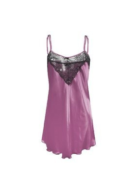 Koszulka satynowa damska DKaren - wrzos/czarny