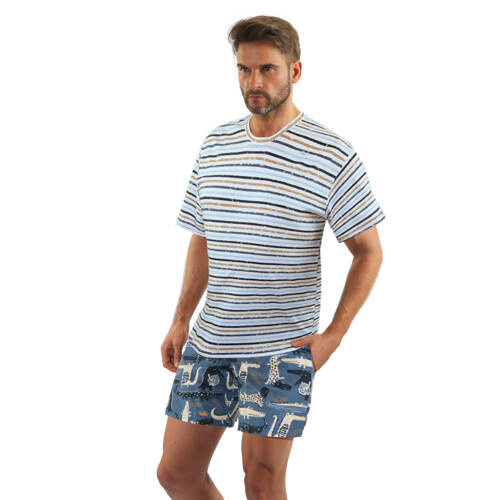 Bawełniana piżama męska, krótki rękaw i spodenki 2521/14 Sesto Senso - jeans