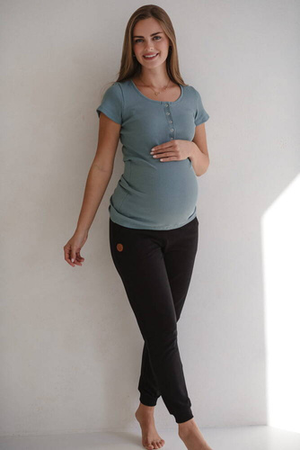 Bluzka ciążowa i do karmienia Tummy z krótkim rękawem Milk&Love patynowa 