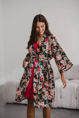 Szlafrok bambusowy z lnem Garden Milk&Love 