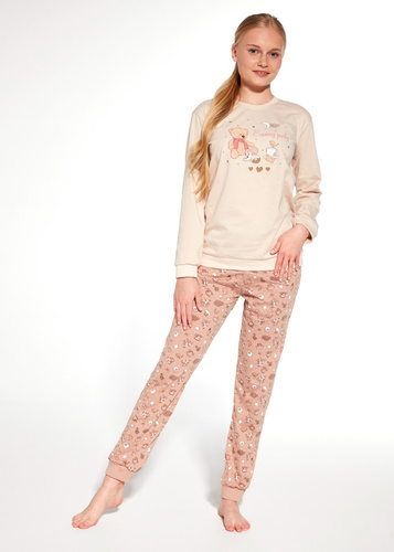 Bawełniana piżama dziewczęca Cornette Bears 594/187 592/187 | Uroczy nadruk i wygoda