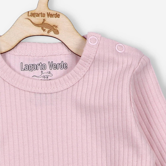 Bluzka z dzianiny prążkowej Lagarto Verde - różowy