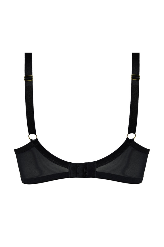 Biustonosz Mediolano Spider Soft 19252 – Zmysłowy Design, Czarna Koronka, Dekoracyjne Paseczki | Bez Fiszbin, Idealny Dla Dużego Biustu