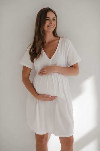 Koszula nocna ciążowa i do karmienia Aurora Milk&Love biały 