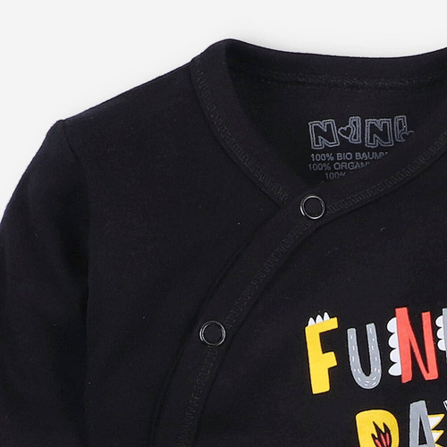 Body kopertowe z bawełny organicznej Alfabet Nini czarny