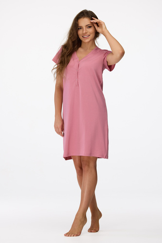 Senizo koszula nocna ciążowa no. 20 antyczny róż– 100% bawełna, krótkie rękawy, praktyczne napy