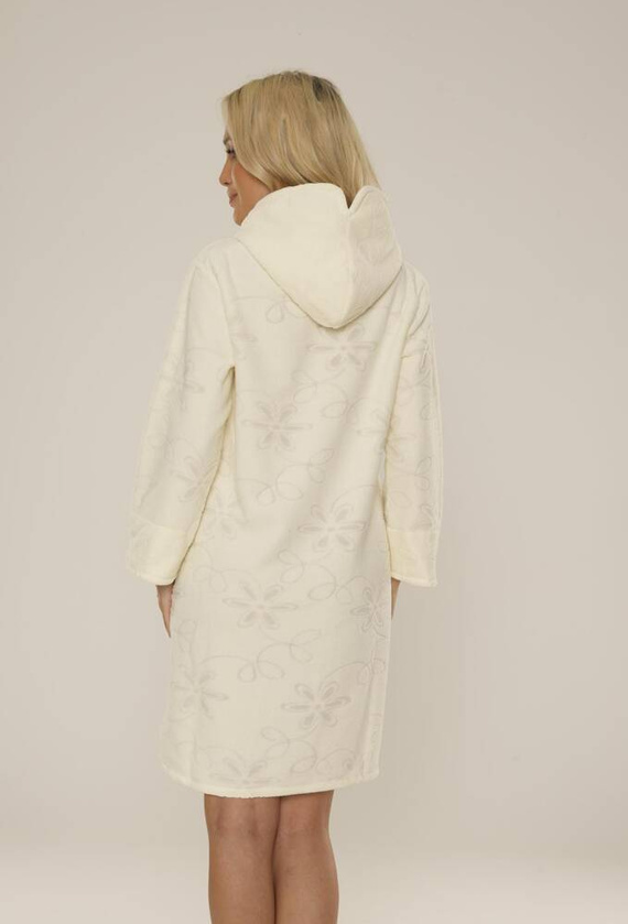 Krótki Szlafrok damski 409 Żakard De Lafense - ecru