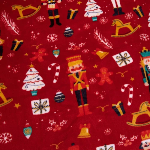 Merry Cozy Pościel pluszowa świąteczna czerwona miś Spod Igły i Nitki– mikrofibra 100%, 210 g/m²