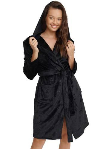 Szlafrok damski 41066 Glossy Henderson czarny