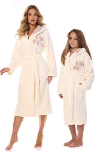 Długi Szlafrok Damski 2410 LV L&L - ecru