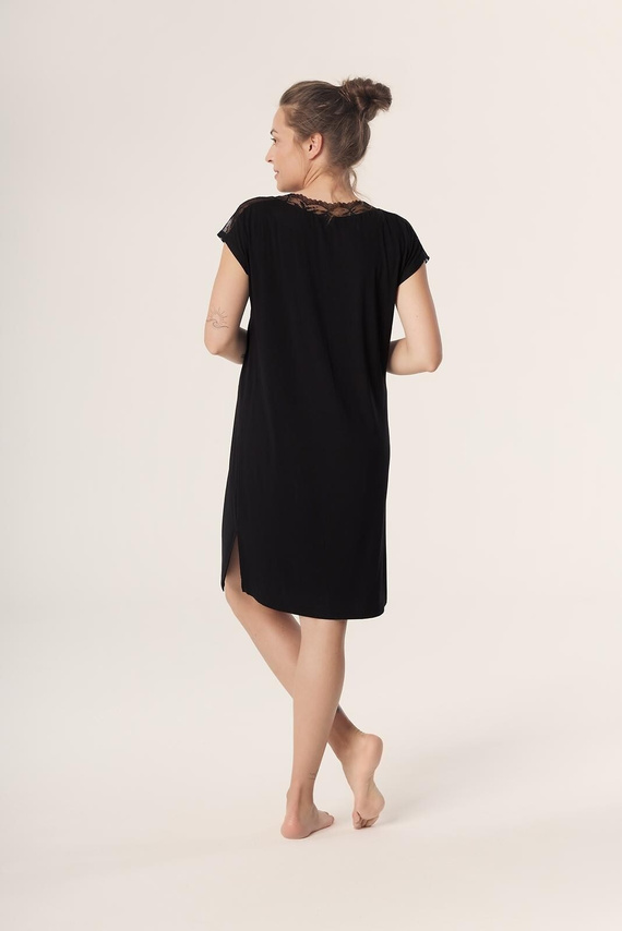 Elegancka koszula nocna Nipplex Petra KB59 Mefemi – wiskoza, koronka, krótki rękaw, długość przed kolano