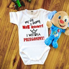"My się z mamą nie boimy" body krótki rękaw Moocha biały