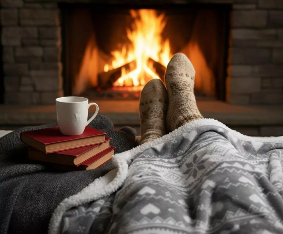 SACO Koc świąteczny 150x200 – szary, ciepły, miękki, z norweskim wzorem śnieżynek, w ozdobnym worku