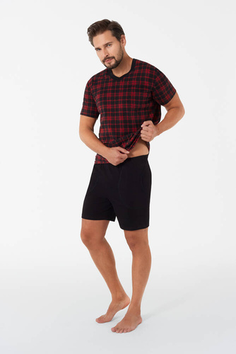 Piżama Męska krótki rękaw, krótkie spodnie Eliasz Italian Fashion - druk/czarny