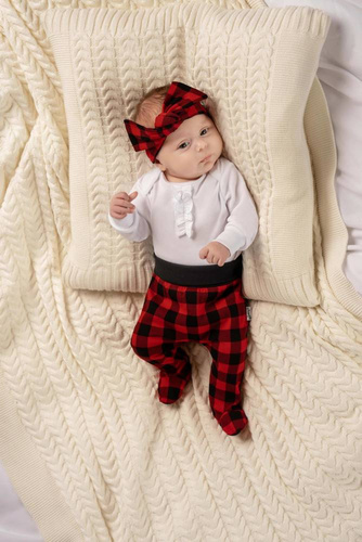 163535 Magia Świąt Body z długim rękawem Nicol - biały/ falbanka