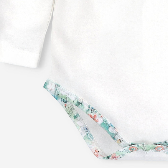 Body dla dziewczynki z bawełny organicznej Flowers Nini ecru