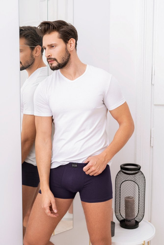 Koszulka męska, serek Ikar Italian Fashion - biały 