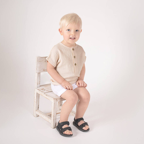 Muślinowa bluzka z krótkim rękawem 207252 Nicol- beżowy