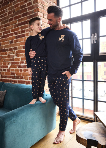 Chłopięca piżama Cornette BIG BOSS 593/179 966/179 – granatowa, bawełna, nadruk