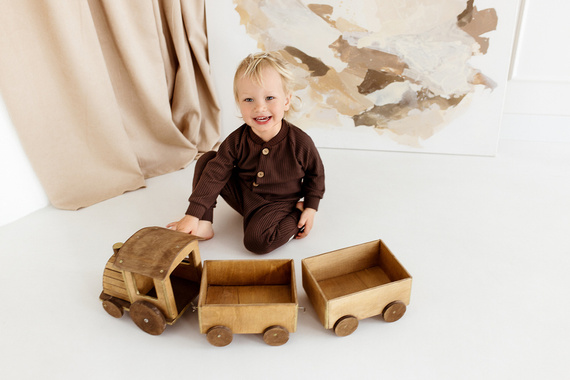 Spodnie niemowlęce dresowe "Natural Waffel" Makoma mocha