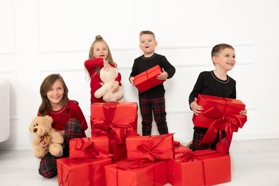 Piżama dziecięca Rusoli Italian Fashion czerwona – 100% bawełna, długi rękaw i spodnie, świąteczna